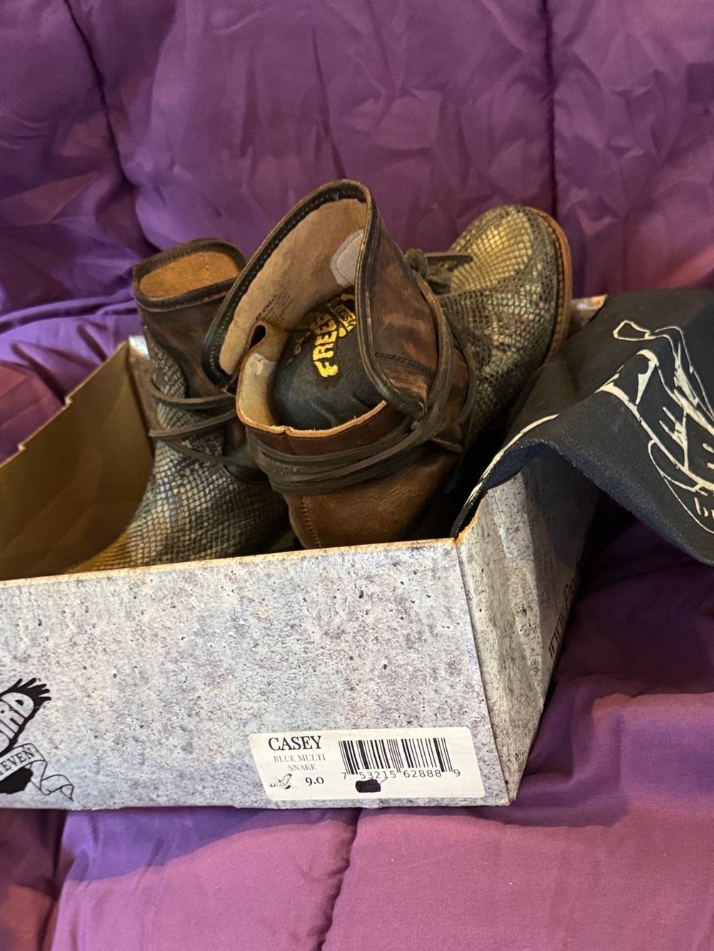 Freebirds blue snake multi Leather Ankle Boots - Picture 4 of 4